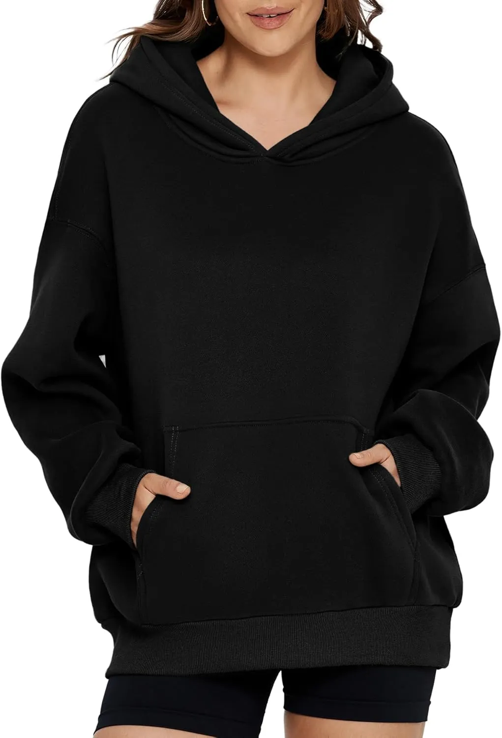 Glamaker Women's Oversized Essentials Hoodies Fleece Sweatshirts Fall Long Sleeve Sweater Pullover Hoodie With Pocket