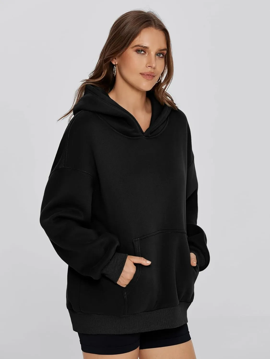 Glamaker Women's Oversized Essentials Hoodies Fleece Sweatshirts Fall Long Sleeve Sweater Pullover Hoodie With Pocket