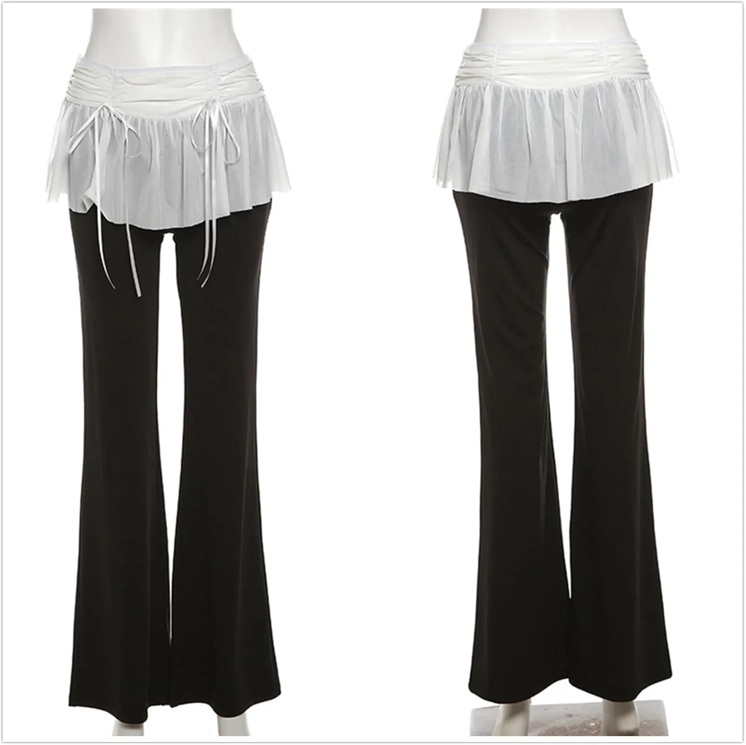 Gothic Bottom Pants for Women Punk Wide Leg Rave Goth Disco Festival