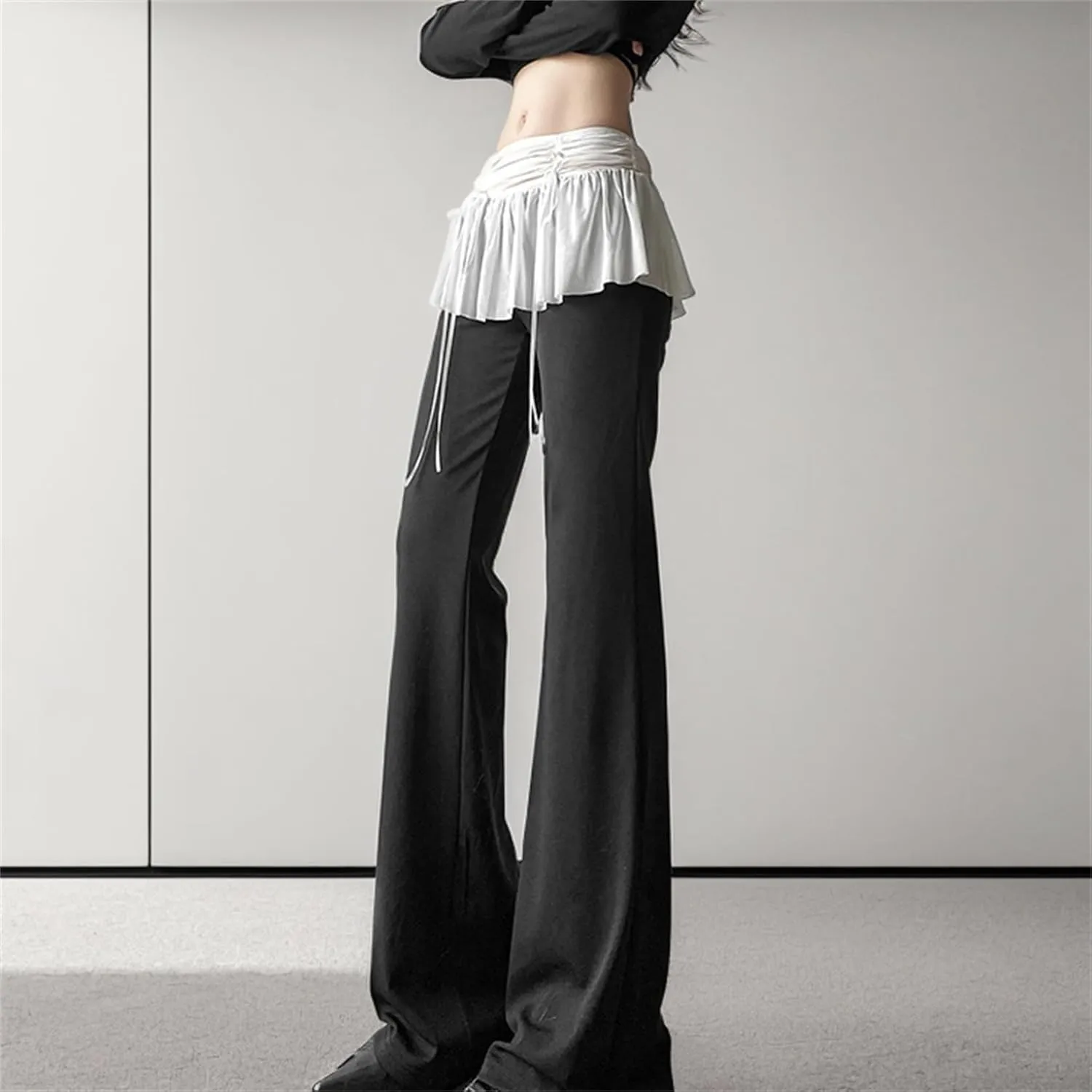 Gothic Bottom Pants for Women Punk Wide Leg Rave Goth Disco Festival