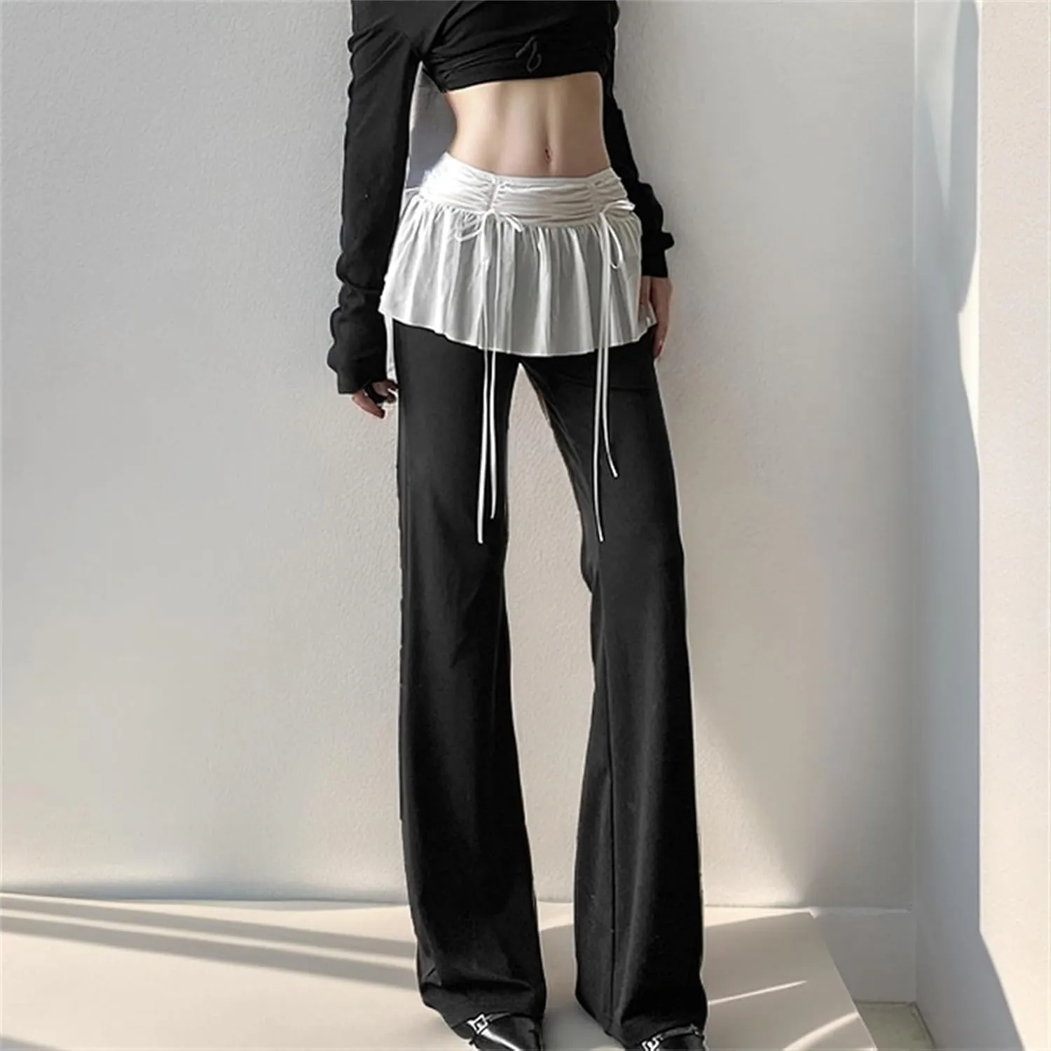 Gothic Bottom Pants for Women Punk Wide Leg Rave Goth Disco Festival