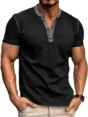 HARGLESMAN Men's Short Sleeve Athletic Henley Shirt