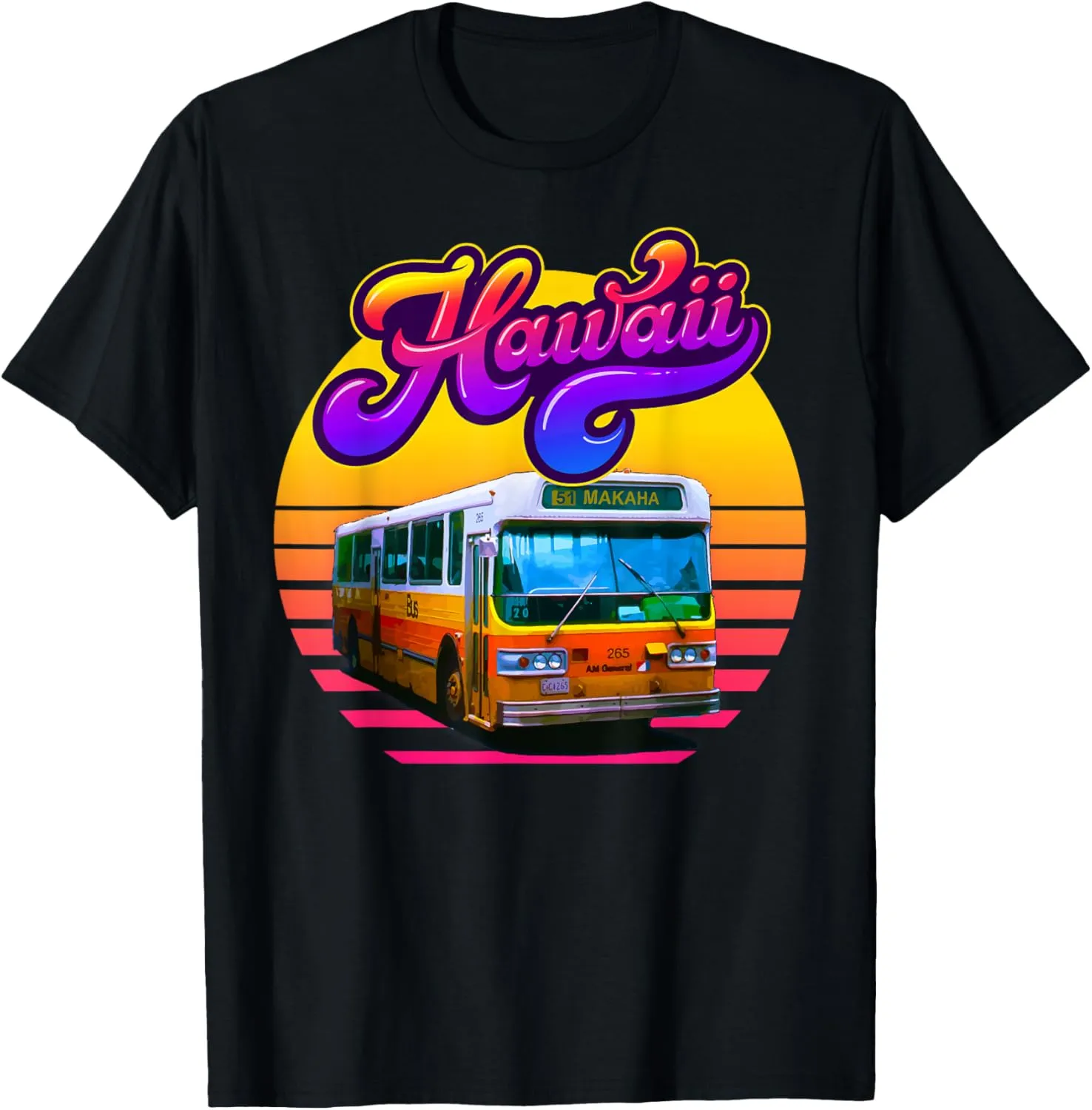 Hawaii Retro Vintage Bus Sunset T-Shirt