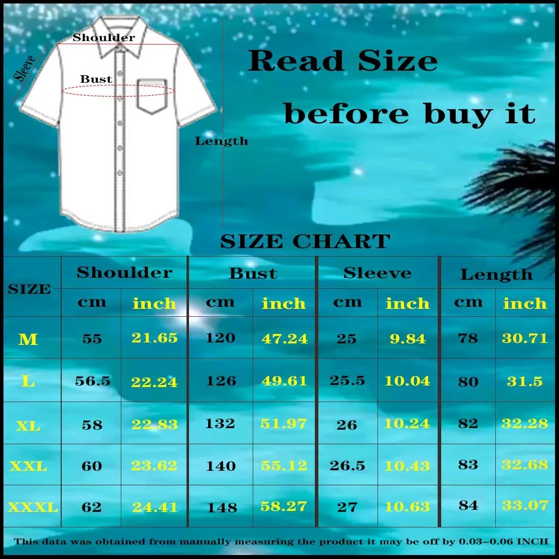Hawaiian Shirt for Men Tropical Loose Fit Shirt Short Sleeve Casual Button Down Holiday Beach Shirts with Pocket