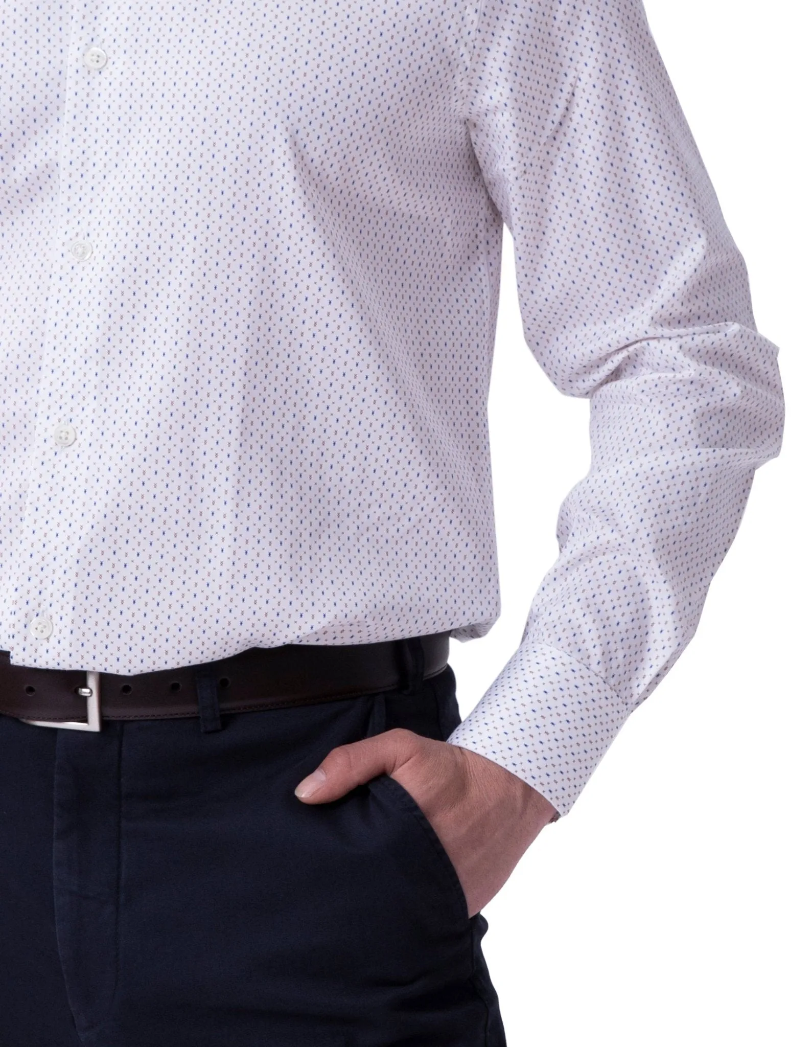 Henry Sartorial Diamond Print Shirt White/Tan
