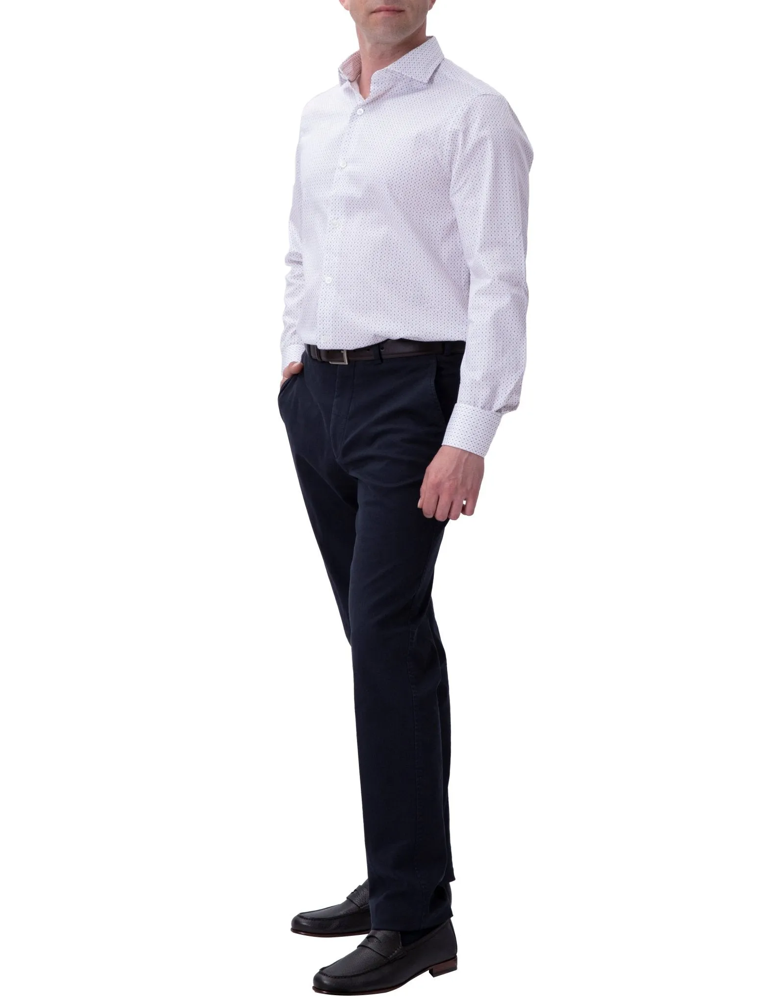 Henry Sartorial Diamond Print Shirt White/Tan