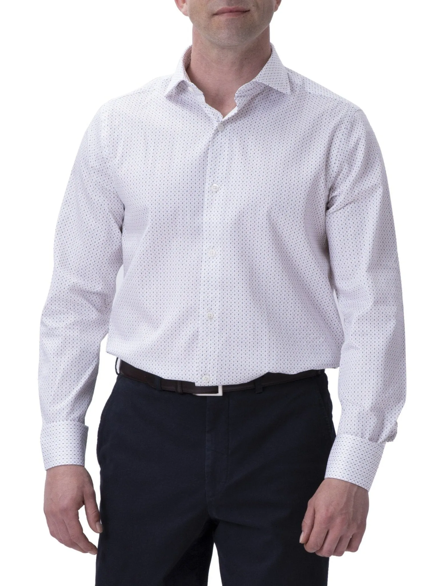 Henry Sartorial Diamond Print Shirt White/Tan