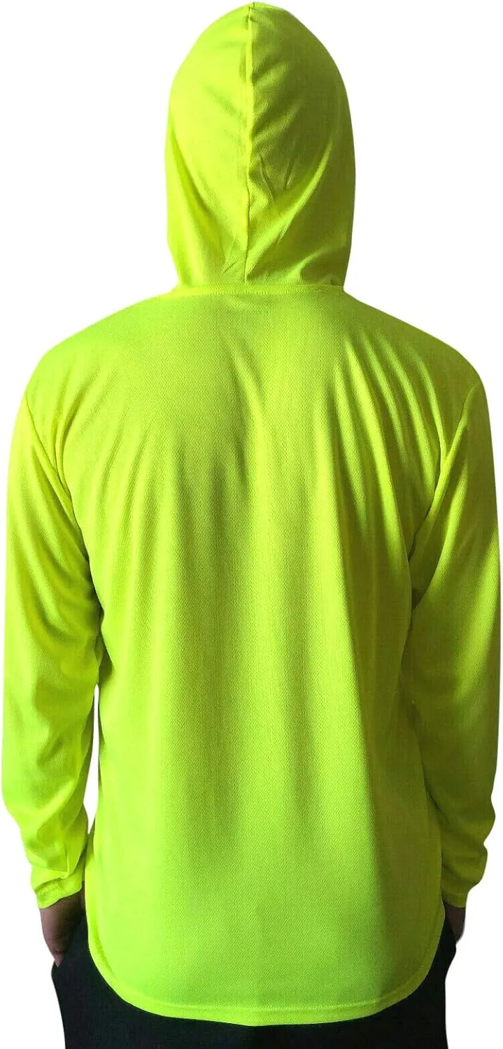 Hi Vis High Visibility T Shirt Long Sleeve Safety Construction Work Shirts with Hood