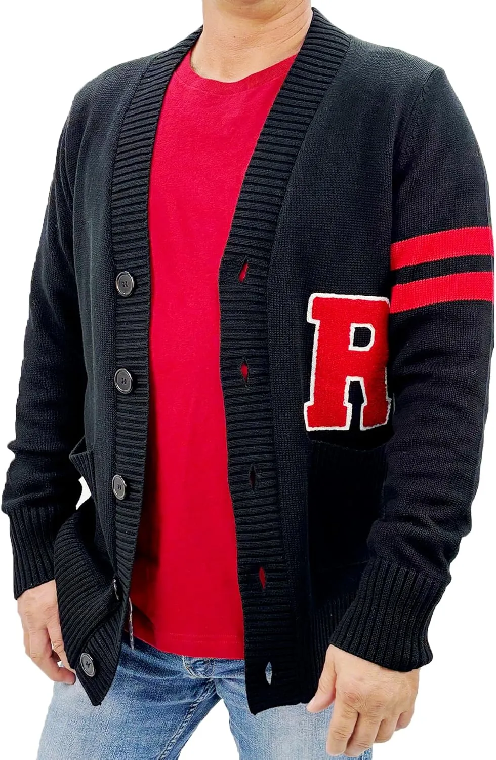 Hip Hop 50's Shop - Mens 1950s Letterman Cardigan Sweater