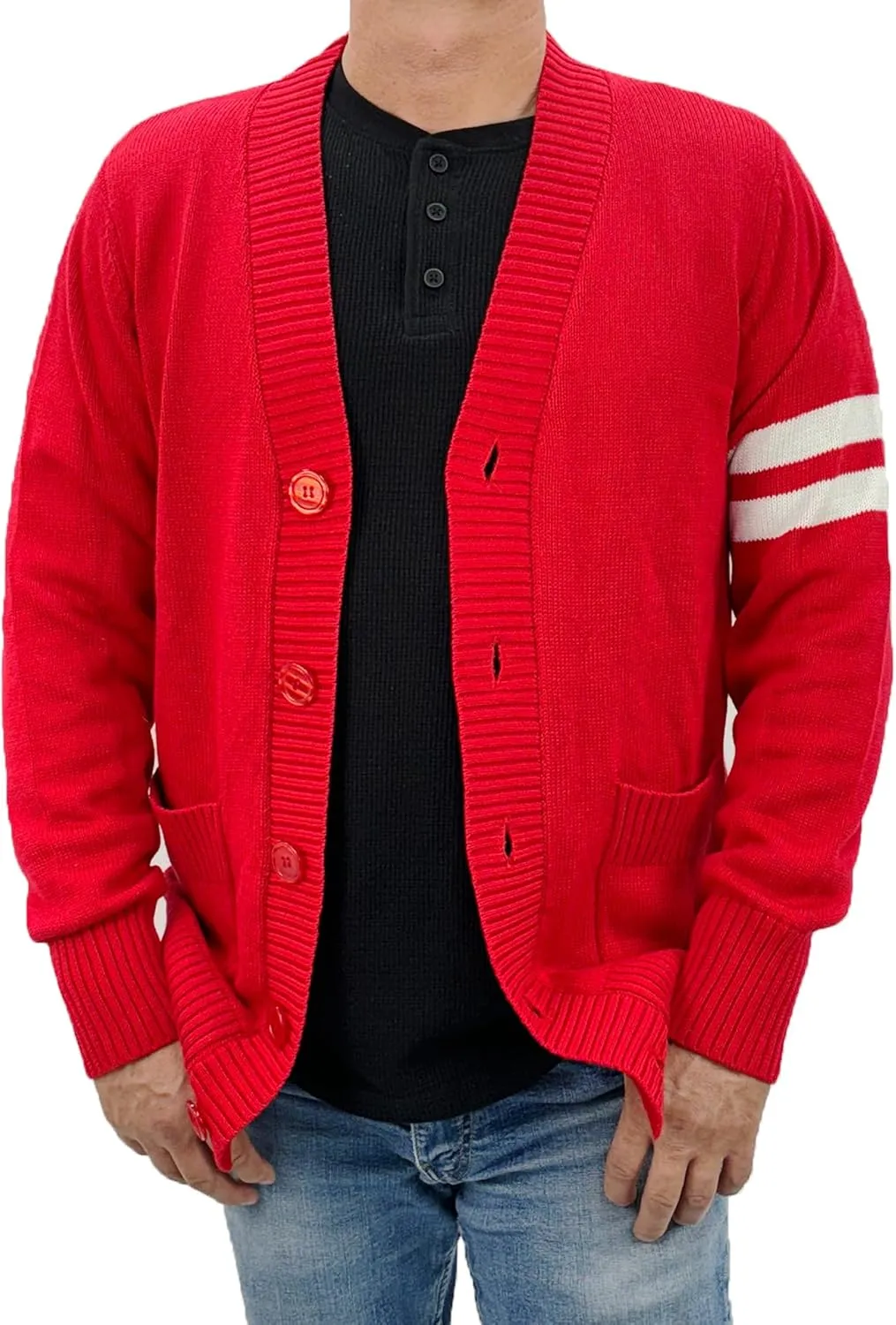 Hip Hop 50's Shop - Mens 1950s Letterman Cardigan Sweater