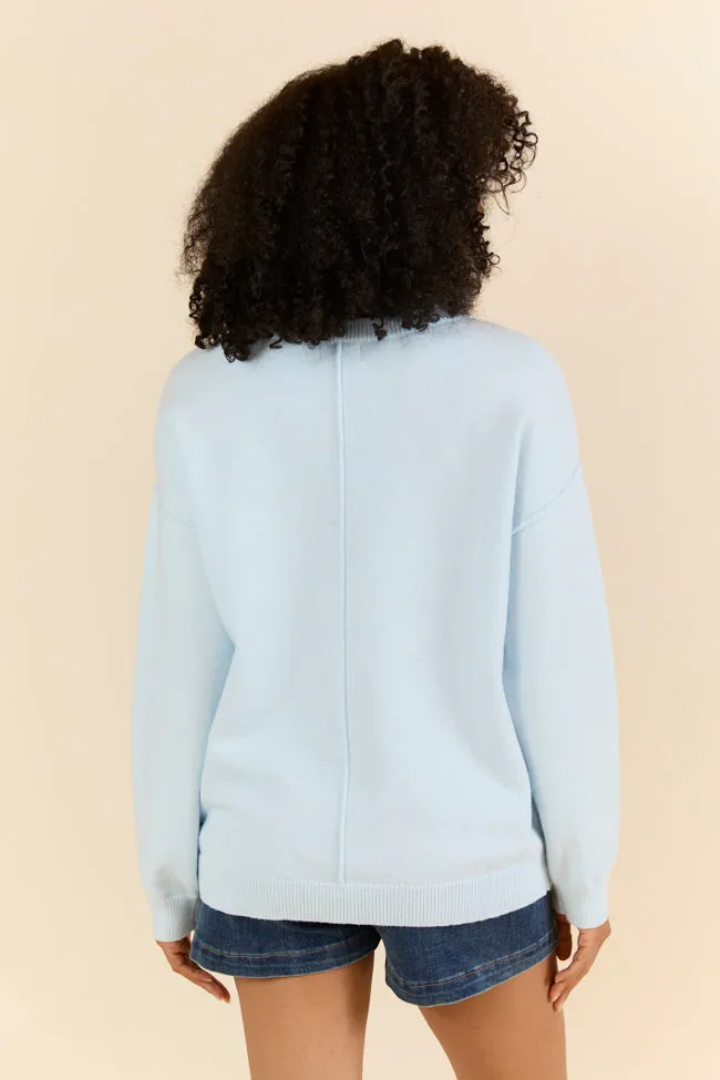 Home Of The Free Light Blue Textured Flag Sweater
