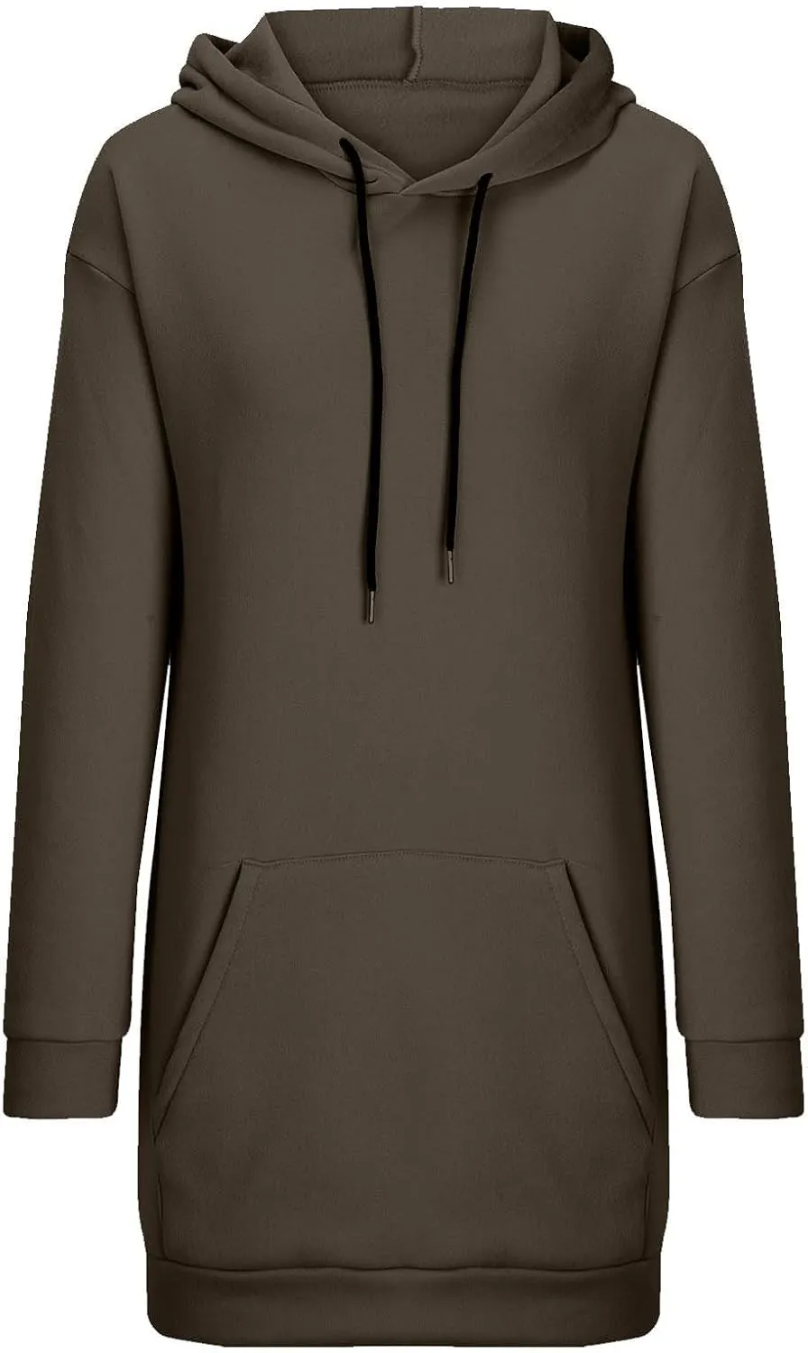 Hoodie Dress for Women 2025 Plus Size Trendy Comfy Long Sleeve Spring Sweatshirts Casual Cute Pullover with Pockets