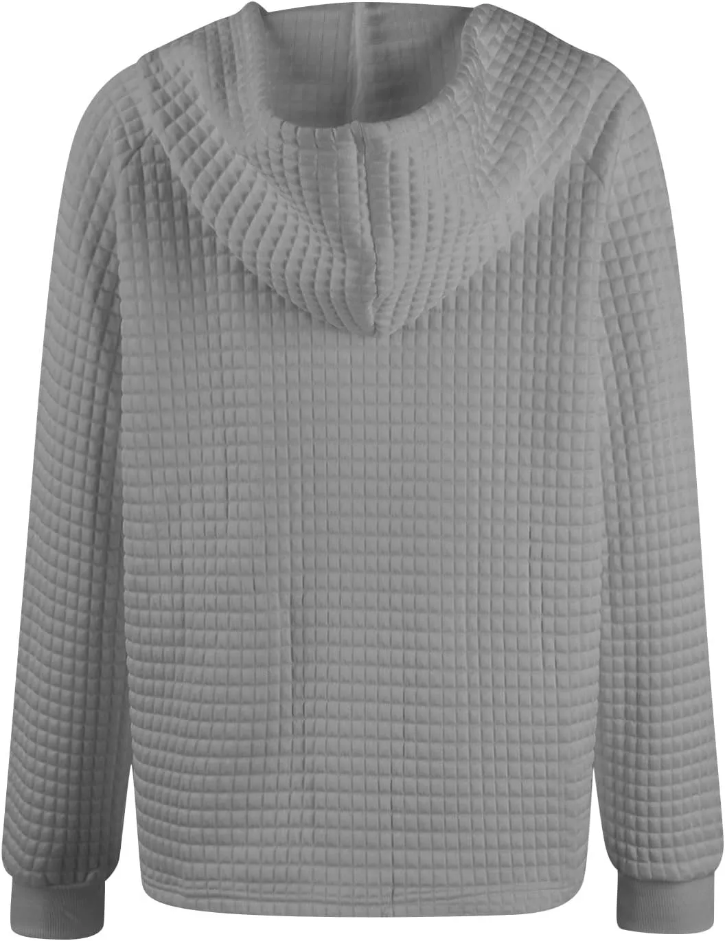 Hoodies For Women Waffle Knit Long Sleeve Shirts Drawstring Button V Neck Tops Fall Loose Fit Pullover Sweatshirt