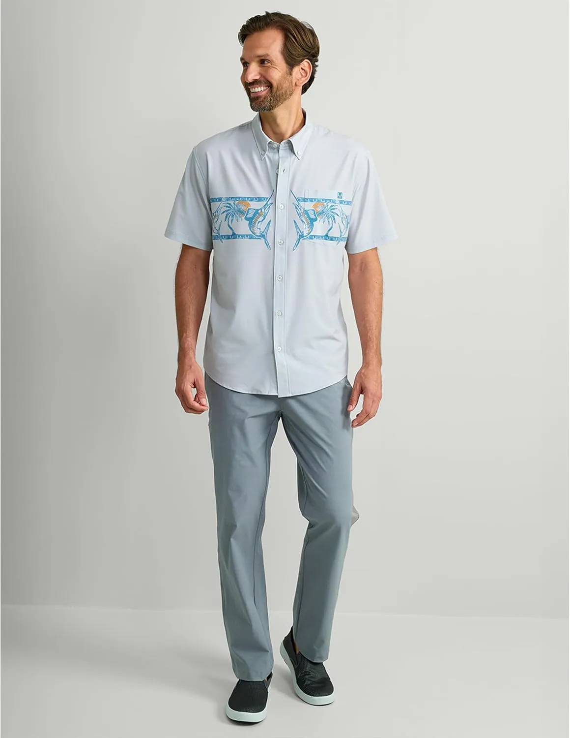 HUK Men's Kona Short Sleeve Fishing Button Down Shirt