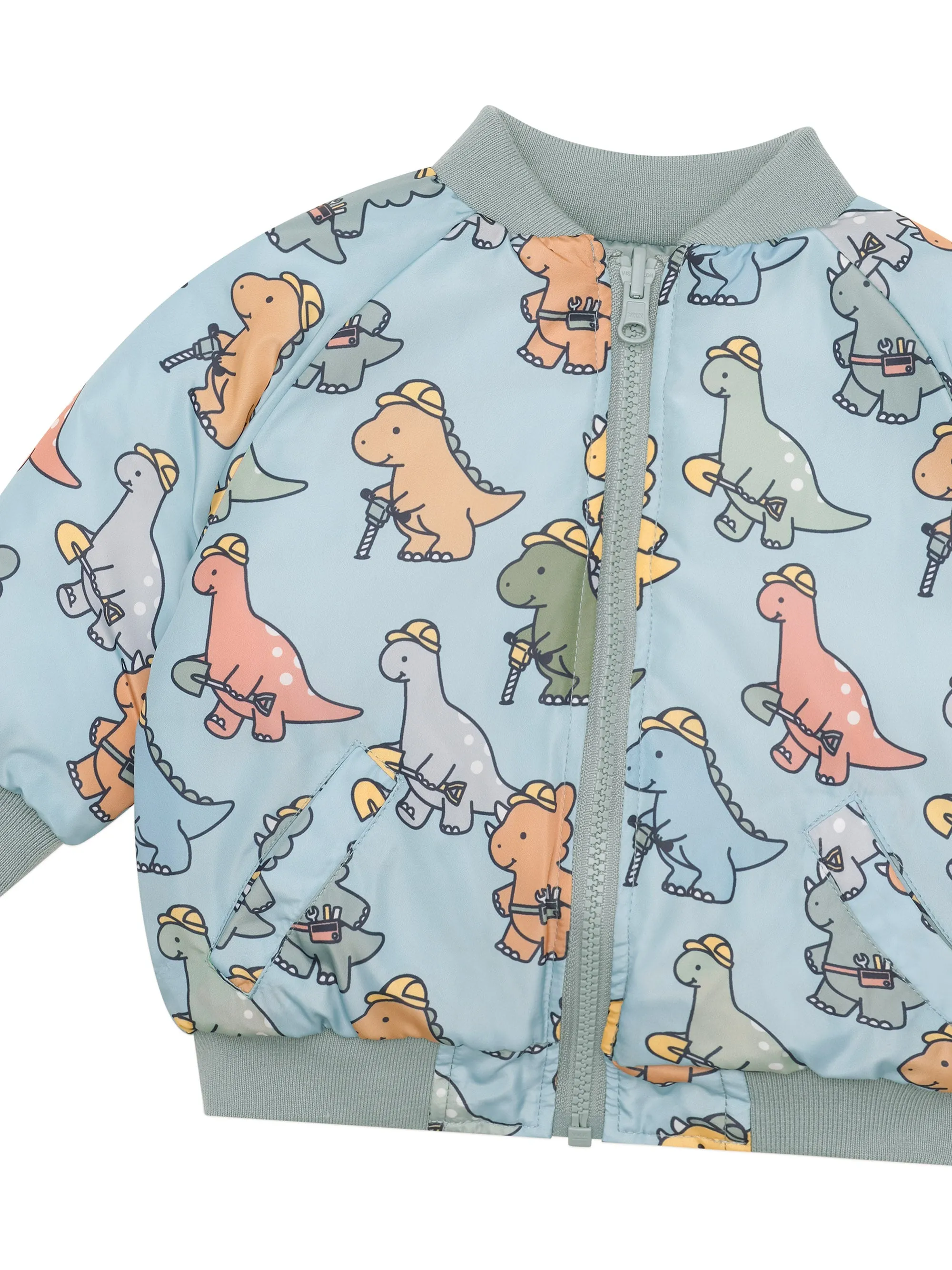 Huxbaby Construction Dinos Reversible Bomber - Mineral Green