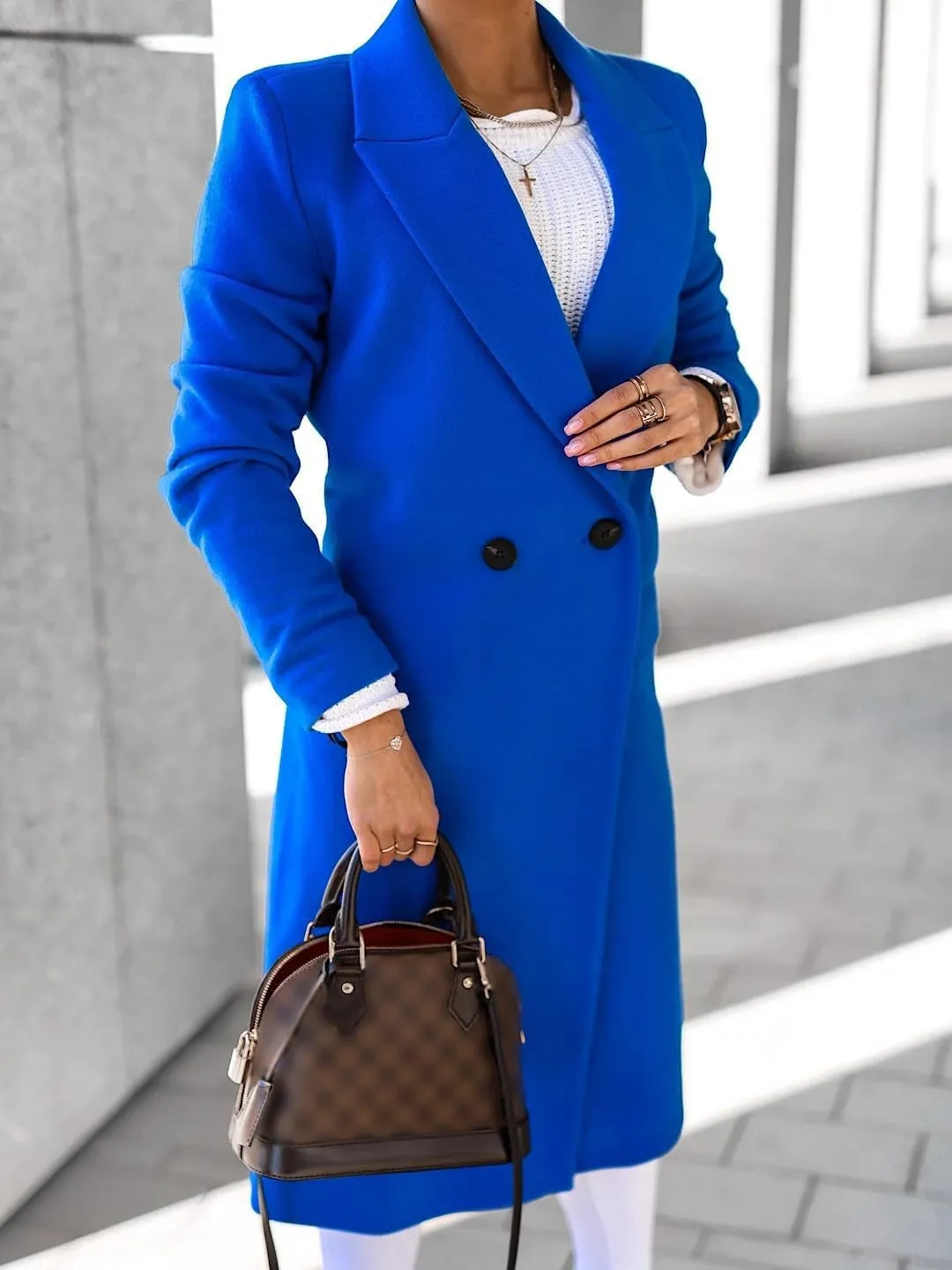IDEALSANXUN Long Wool Coats for Women Fall Winter Trench Coat Peacoat Double Breasted Blazer Jackets Overcoat