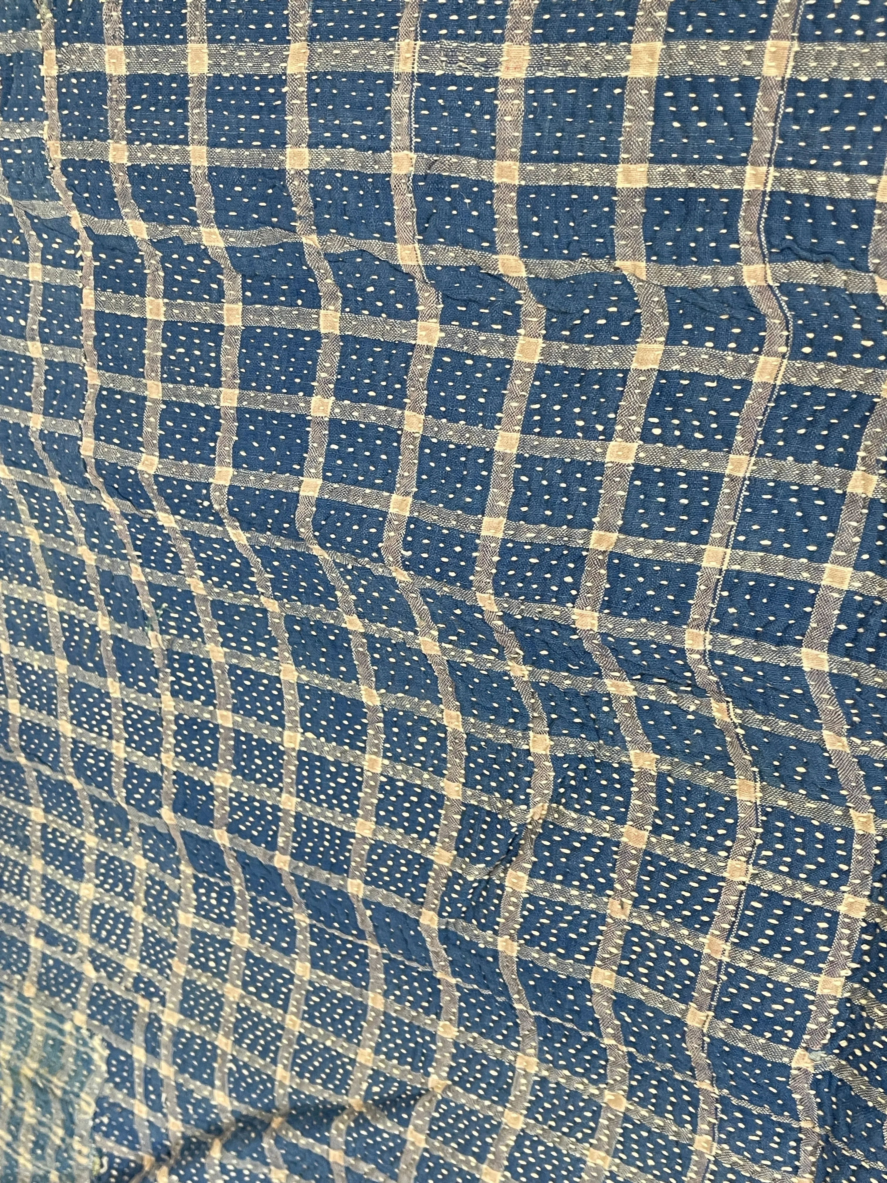 Indian Handmade Cotton Reversible Vintage Kantha Quilt Bedspread Throw- Anita