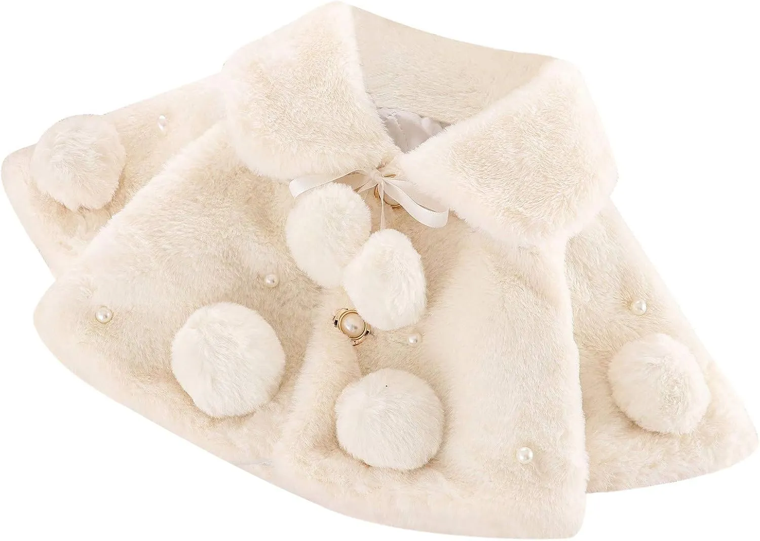 Infant Baby Girl Faux Fur Warm Winter Cape Cloak Coat Jacket Thicken Shawl Snowsuit Outerwear Cute Fuzzy Jacket