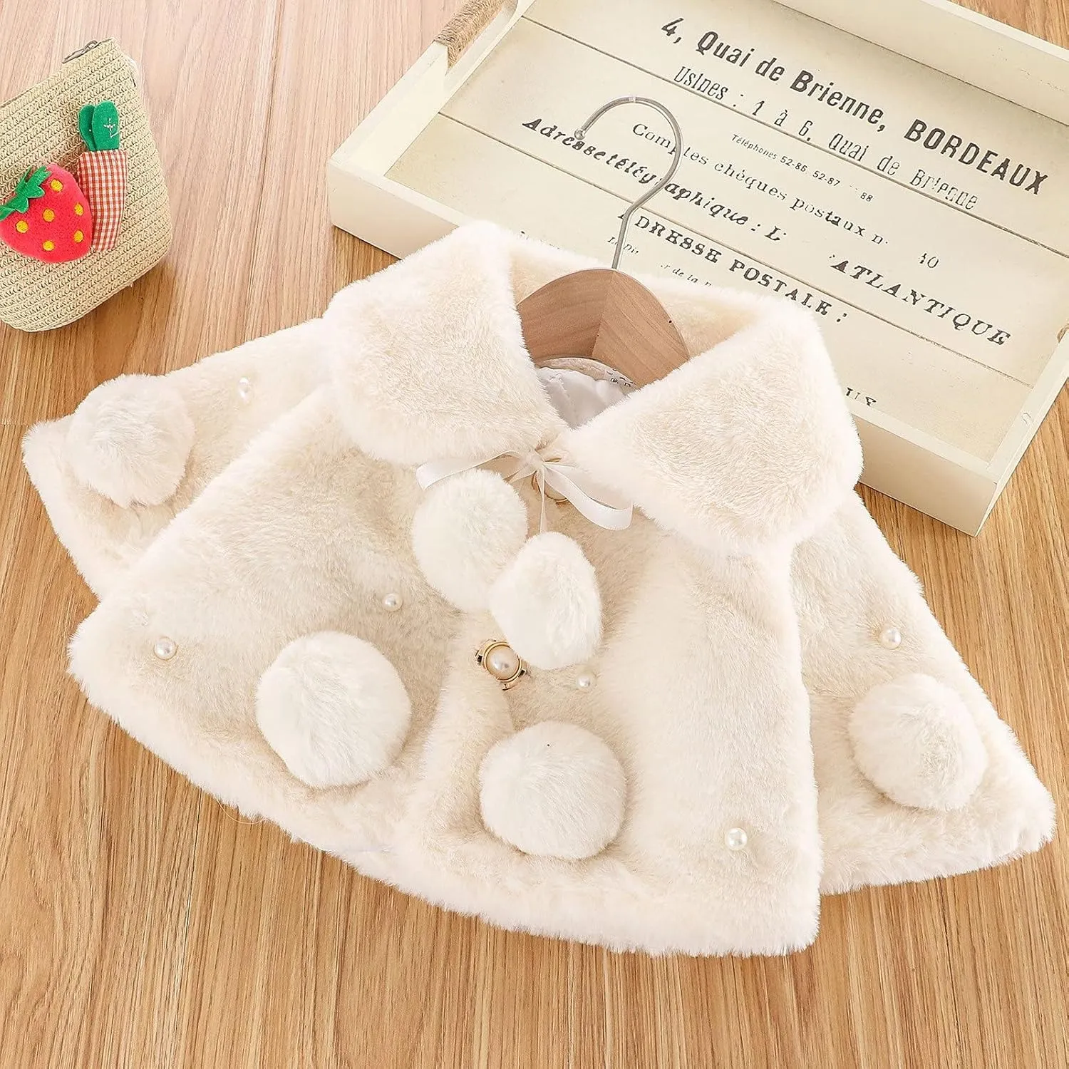 Infant Baby Girl Faux Fur Warm Winter Cape Cloak Coat Jacket Thicken Shawl Snowsuit Outerwear Cute Fuzzy Jacket