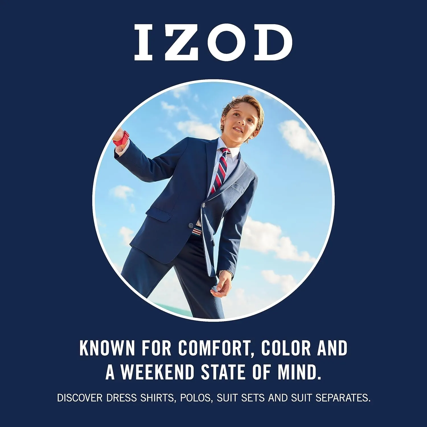 IZOD Boys' Bi-Stretch Flat Front Dress Pant