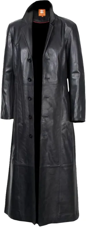 Jacket Collection Original Leather Trench Coat Black Long Coat Duster Overcoat Sheepskin for Men