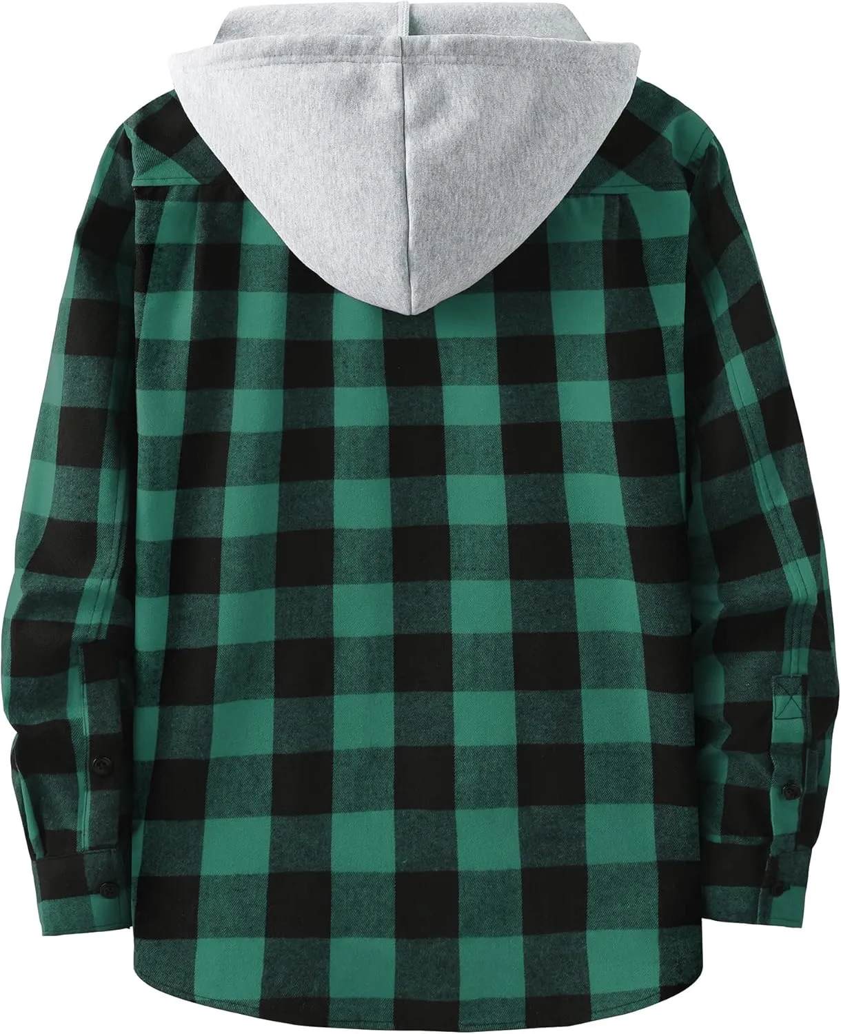JACKETOWN Hooded Flannel Shirt for Men Plaid Shirts Long Sleeve Flannel Jacket Button-Down Shirt Jacket with Hood