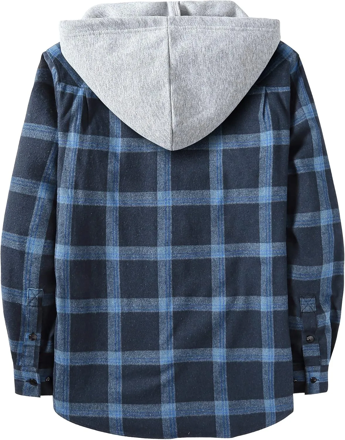 JACKETOWN Hooded Flannel Shirt for Men Plaid Shirts Long Sleeve Flannel Jacket Button-Down Shirt Jacket with Hood