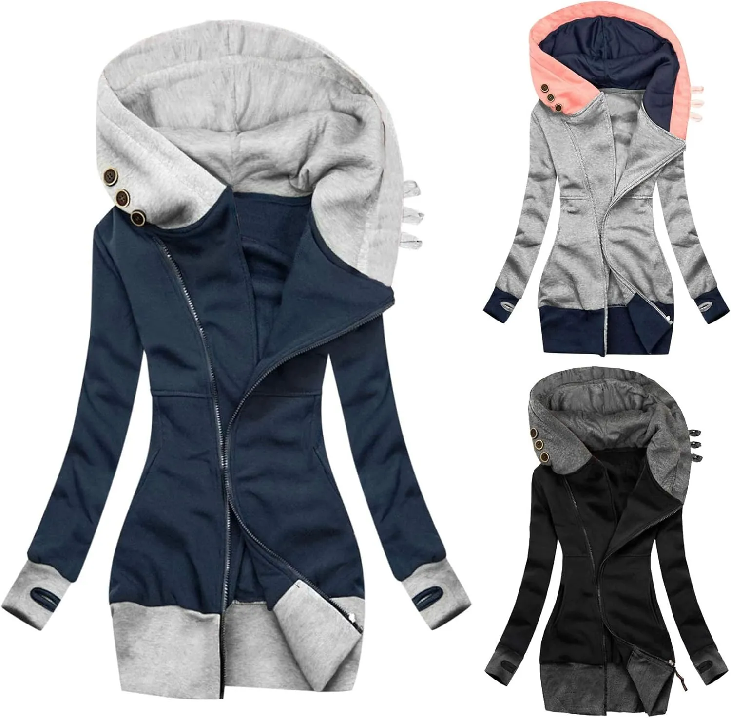Jackets for Women Slim Workout Jacket Sherpa Fleece Lined Jacket Running Track Jacket Full Zip Hoodie Coat Warm Jacket