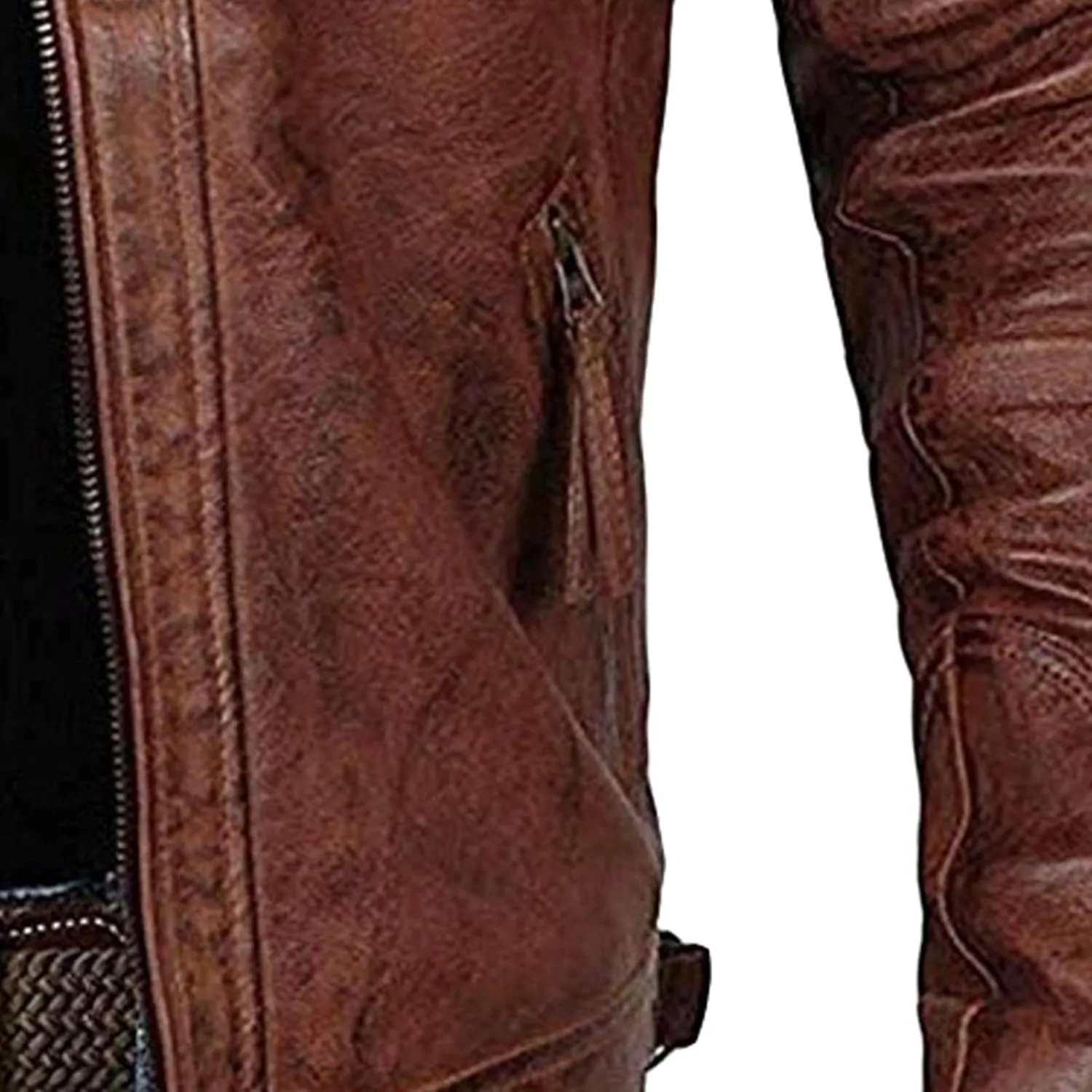JEsilunmaMY Mens Distressed Punk Leather Jacket Vintage Stand Collar Motorcycle Bomber Jacket Casual Sport Moto Biker Coat