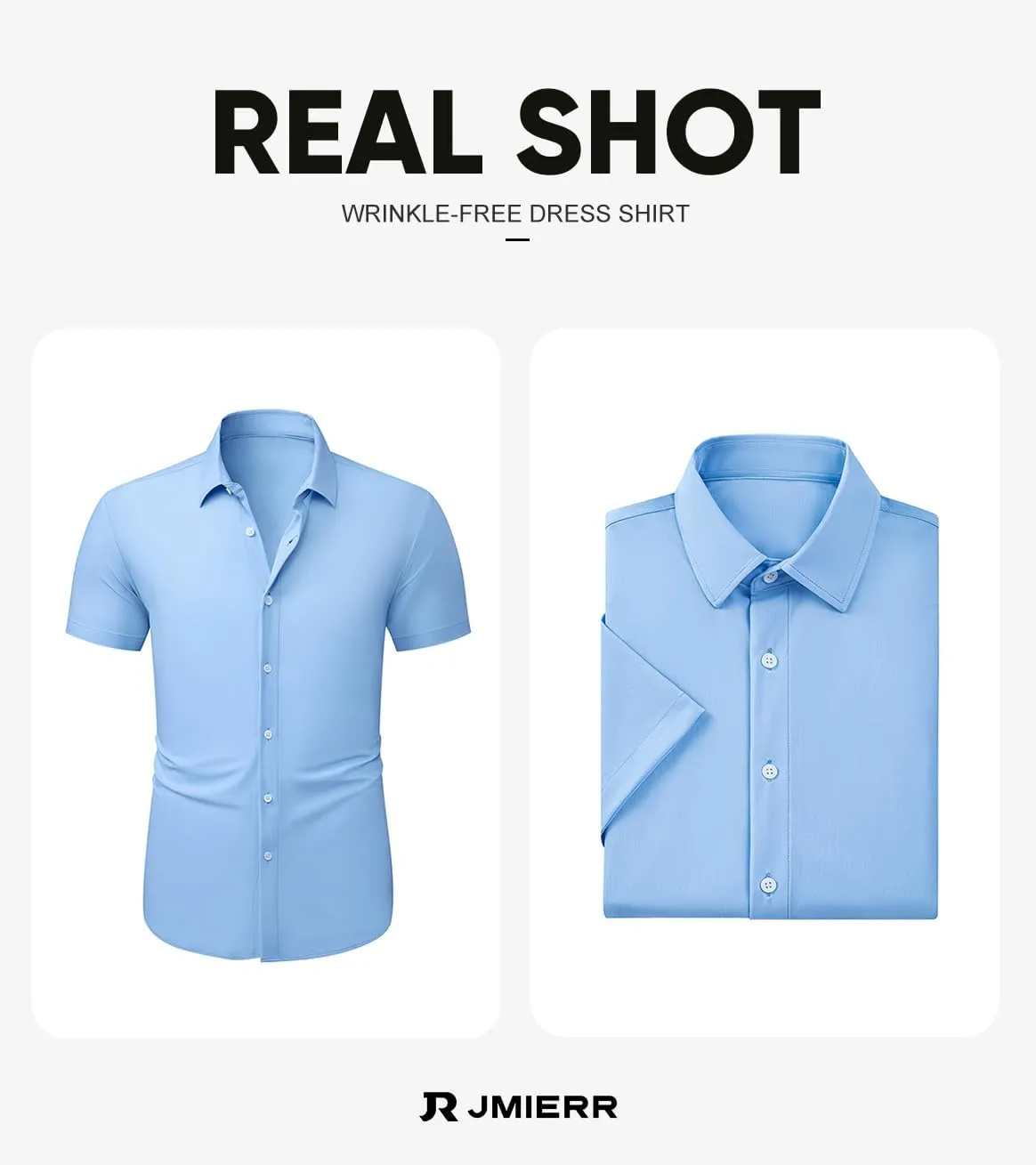 JMIERR Men's Muscle Fit Dress Shirts Summer Casual Button Down Short Sleeve High Stretch Wrinkle-Free Shirt