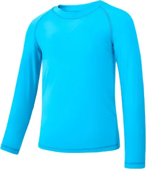 JOCMIC Boys Rash Guard Long Sleeve Swim Shirt UPF 50  Sun Protection Quick Dry Swimming Shirt for Kids