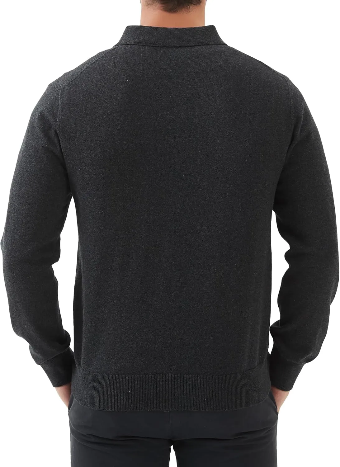 Kallspin Men's Cotton Knit Polo Sweater Classic Casual Long Sleeve Collared Pullover Sweater