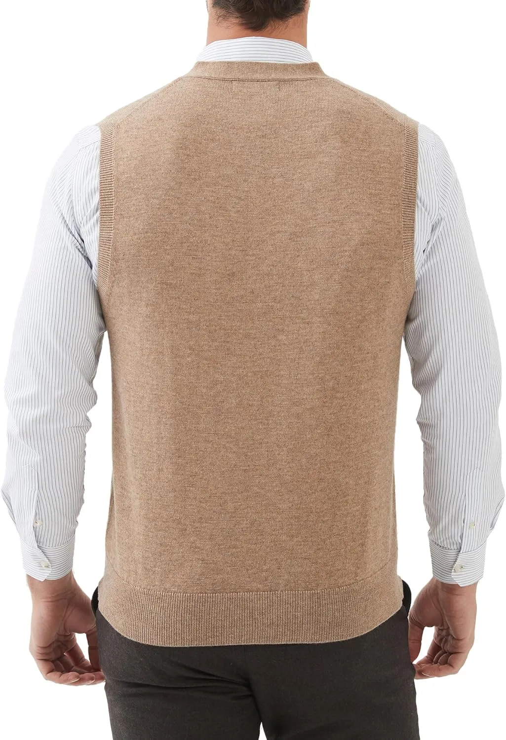 Kallspin Men's Sweater Vest Wool Blend V-Neck Button Sleeveless Cardigan Vest Sweater