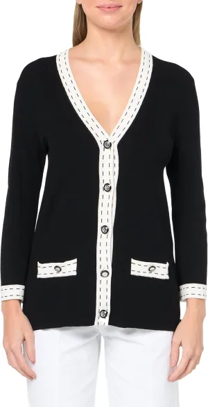 Karl Lagerfeld Paris Women's V-Neck Sweater Cardigan