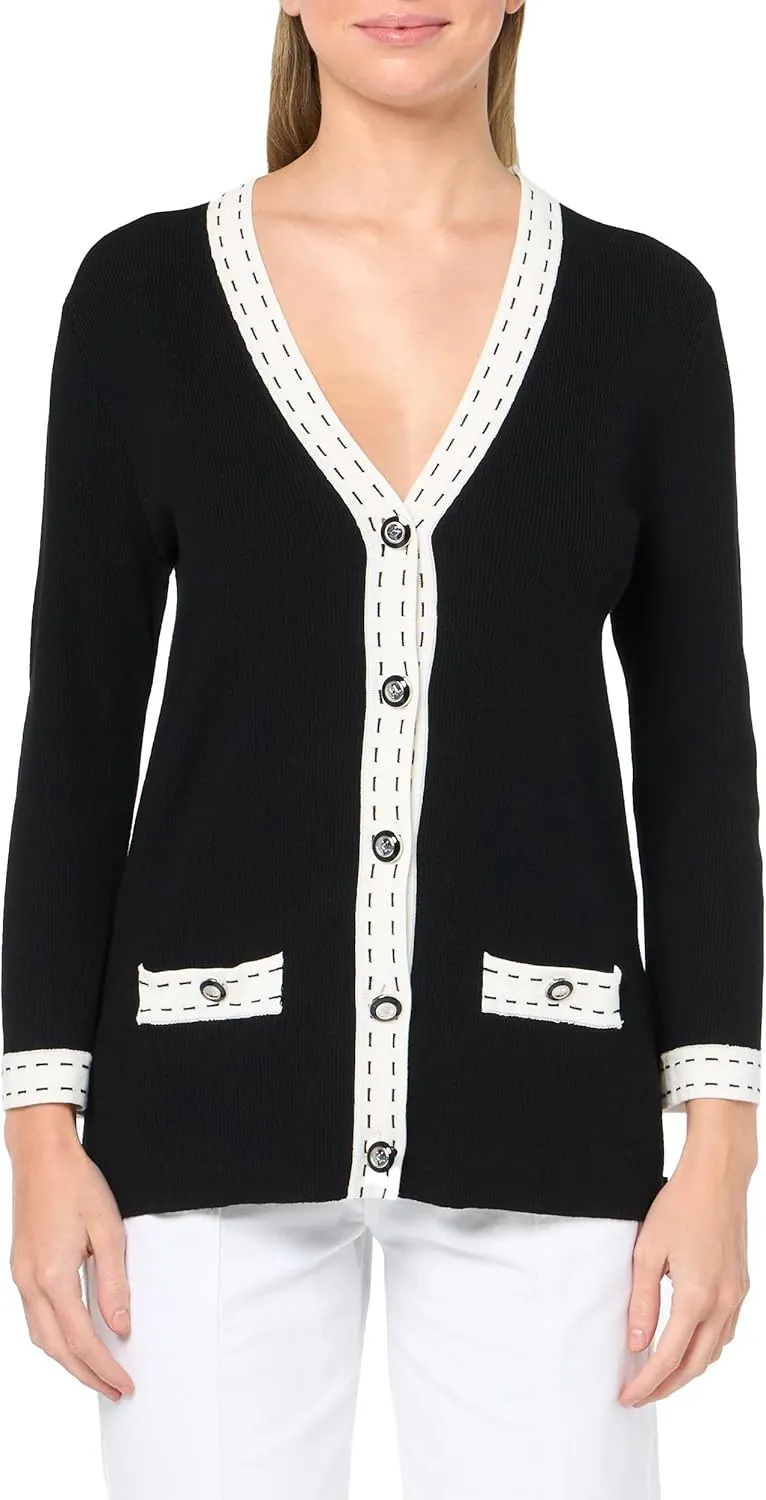 Karl Lagerfeld Paris Women's V-Neck Sweater Cardigan