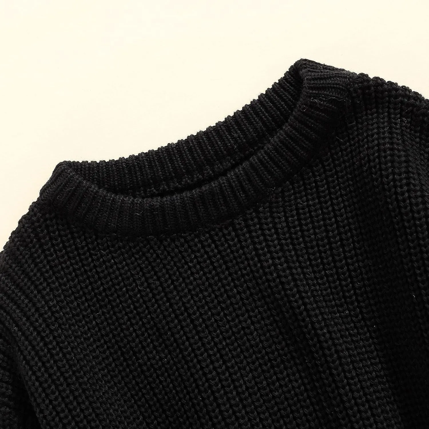 Karwuiio Toddler Baby Girl Boy Knit Sweater Round Neck Long Sleeve Pullover Sweatshirt Fall Winter Clothes