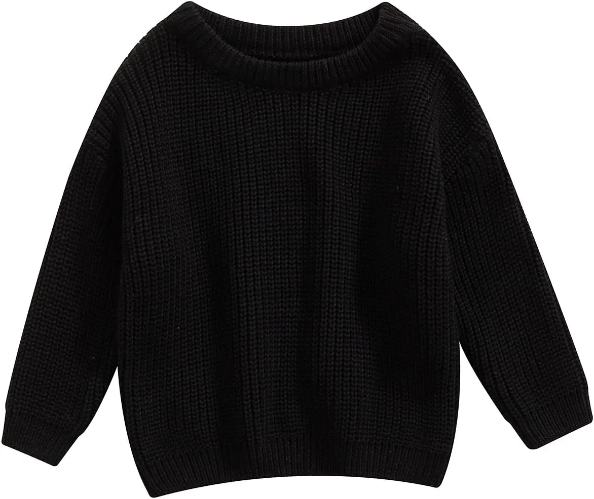 Karwuiio Toddler Baby Girl Boy Knit Sweater Round Neck Long Sleeve Pullover Sweatshirt Fall Winter Clothes