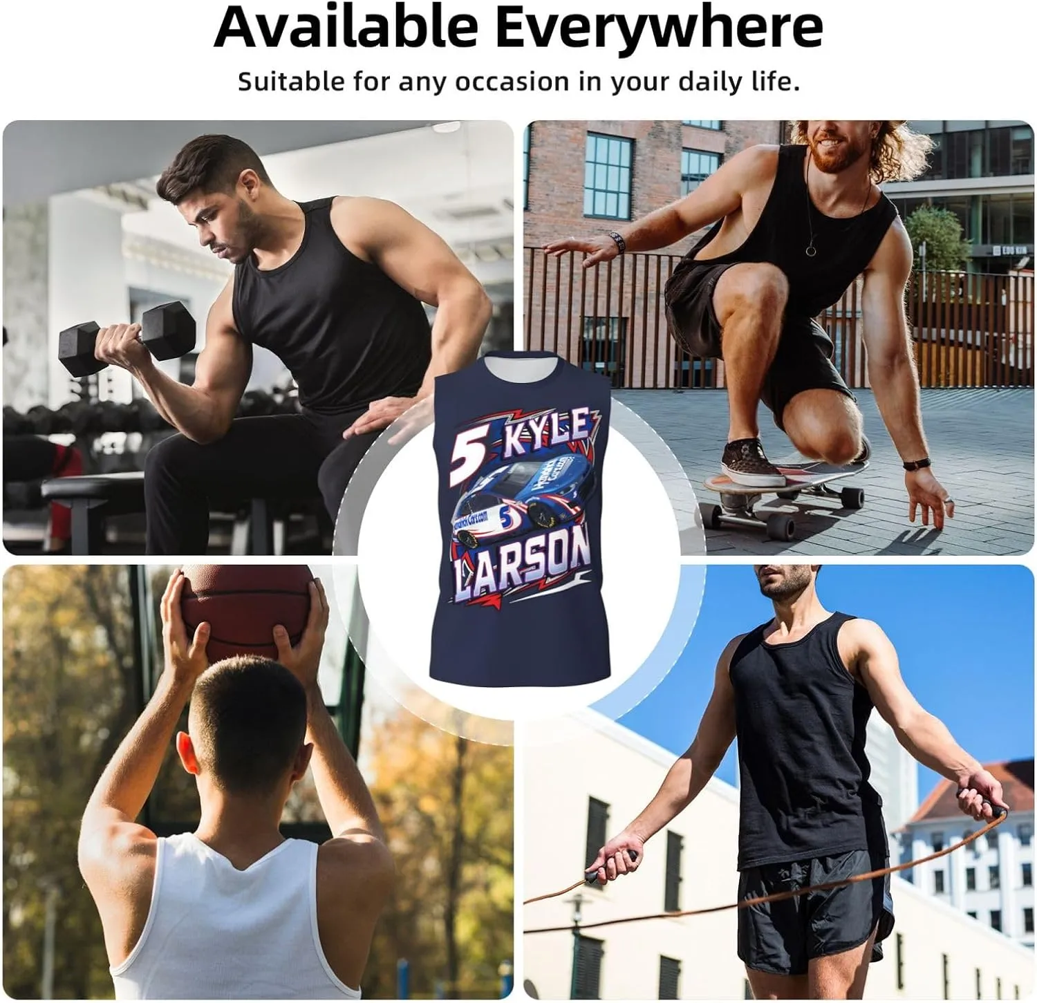 Kyle Larson 5 Men Sleeveless Garment Sport T-Shirt Athletic Undershirt Tank Top Shirt Quick Dry Men's Tee