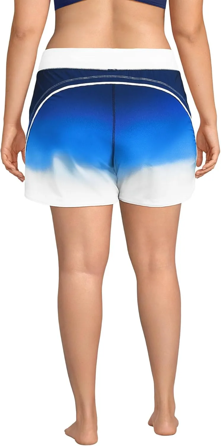 Lands' End Women's 5" Quick Dry Elastic Waist Board Shorts Swim Cover-up Shorts with Panty