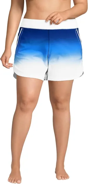 Lands' End Women's 5" Quick Dry Elastic Waist Board Shorts Swim Cover-up Shorts with Panty