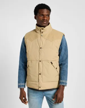 Lee Men's Reversible Western Puffer Vest In Sand