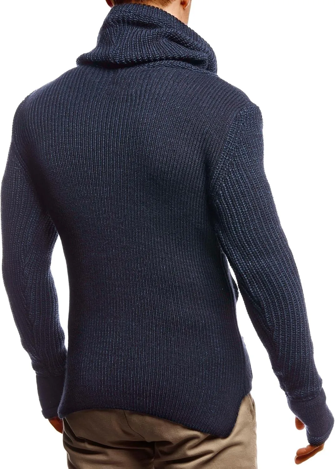 Leif Nelson Mens Knitted Pullover | Long-Sleeved Slim fit Shirt | Basic Longsleeve Sweatshirt with Shawl Collar for Men