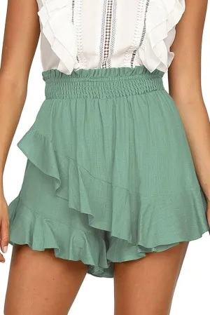 LETSRUNWILD Women's Mini Skirt Skort Ruffle Trendy Beach Cotton High Waisted Flowy Wrap Shorts for Summer