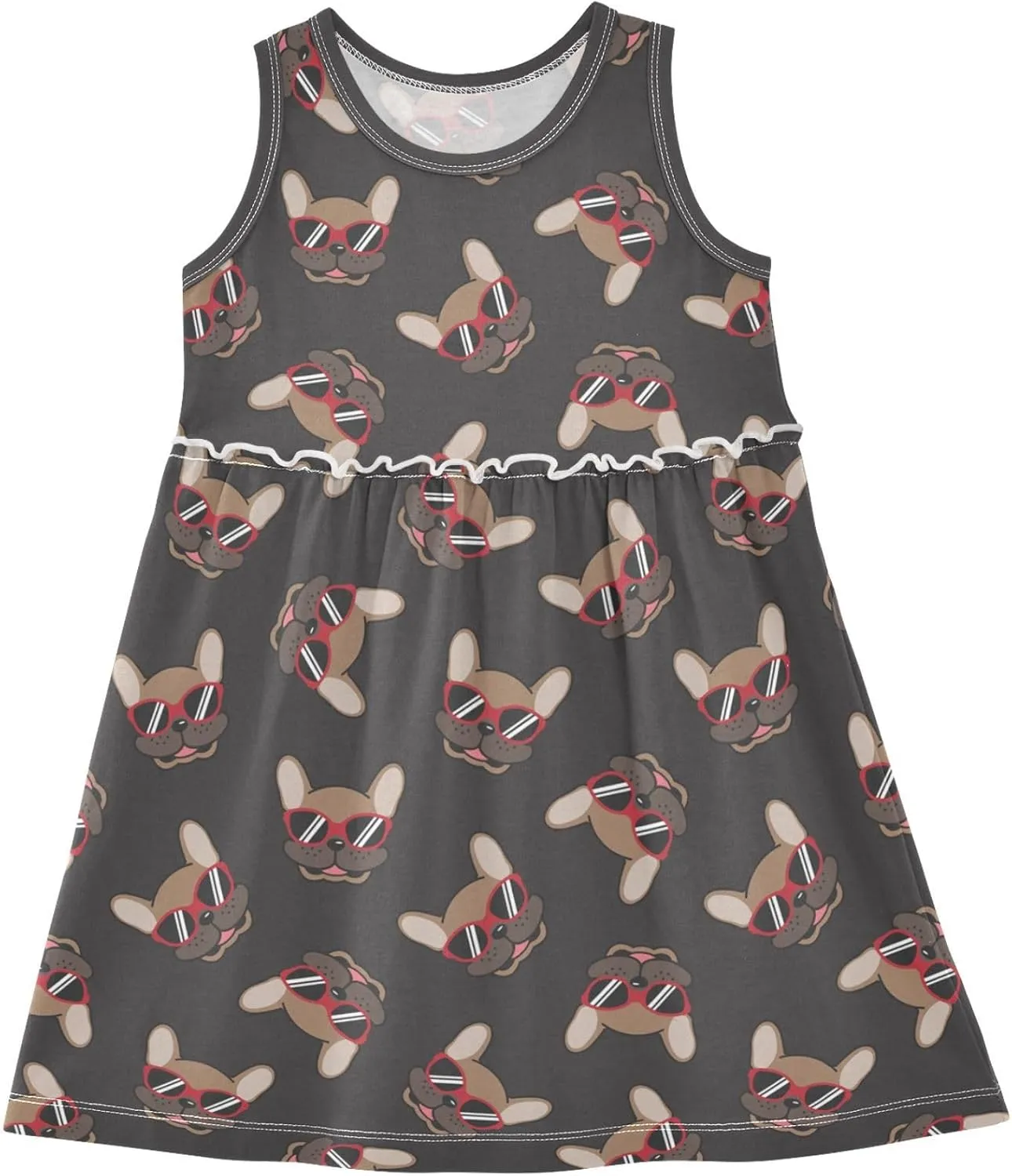 Little Girls Cotton Dress Sleeveless Casual Summer Sundress Printed Jumper Skirt 2-8 Years
