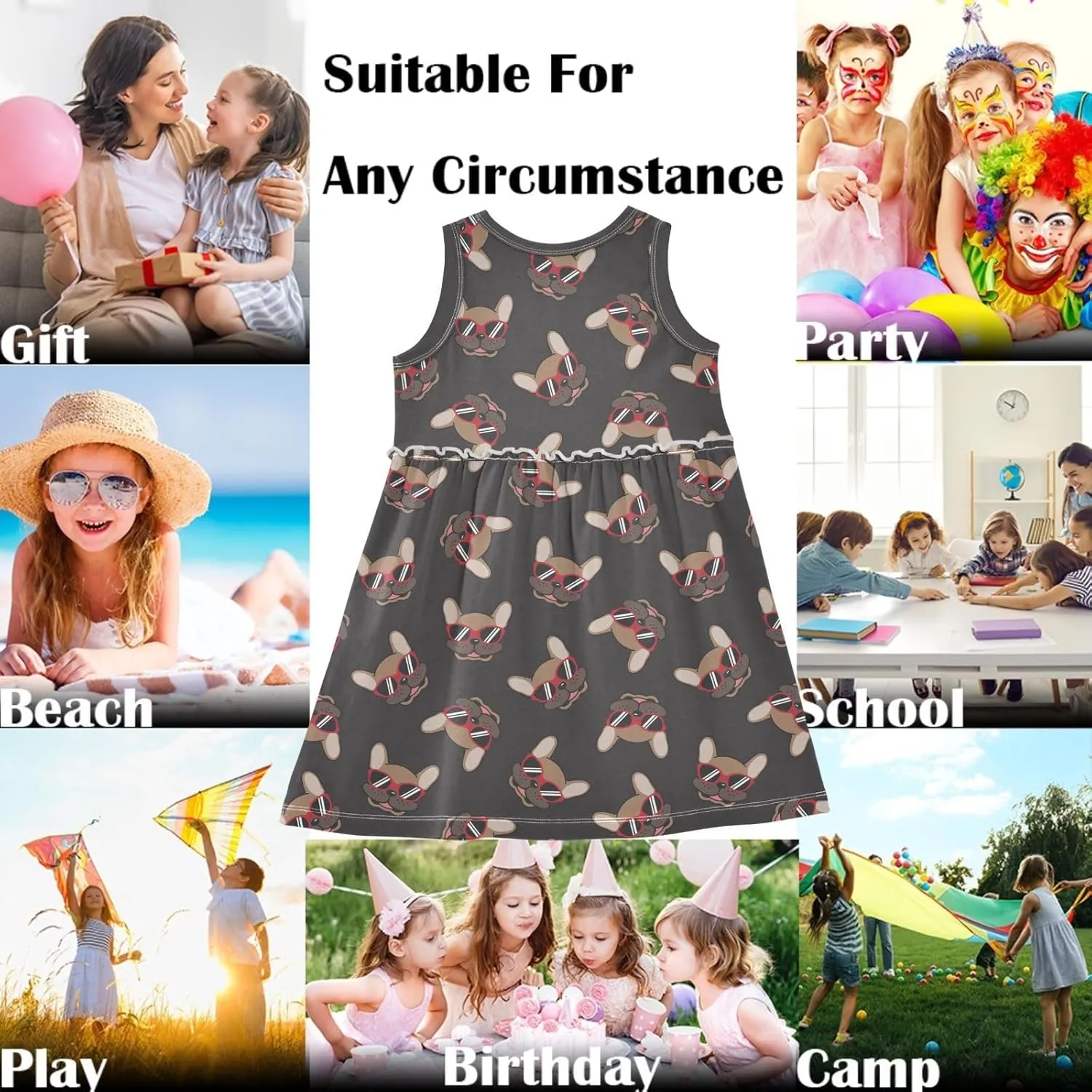 Little Girls Cotton Dress Sleeveless Casual Summer Sundress Printed Jumper Skirt 2-8 Years