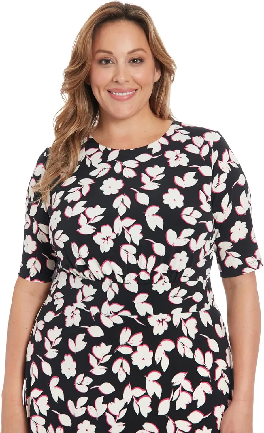 London Times Womens Elbow Sleeve A-line Midi-Pretty Garden Party Special Occasion Wedding Guest Dress
