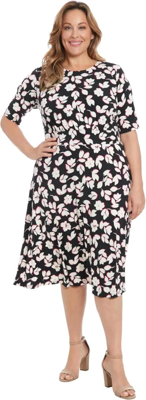 London Times Womens Elbow Sleeve A-line Midi-Pretty Garden Party Special Occasion Wedding Guest Dress