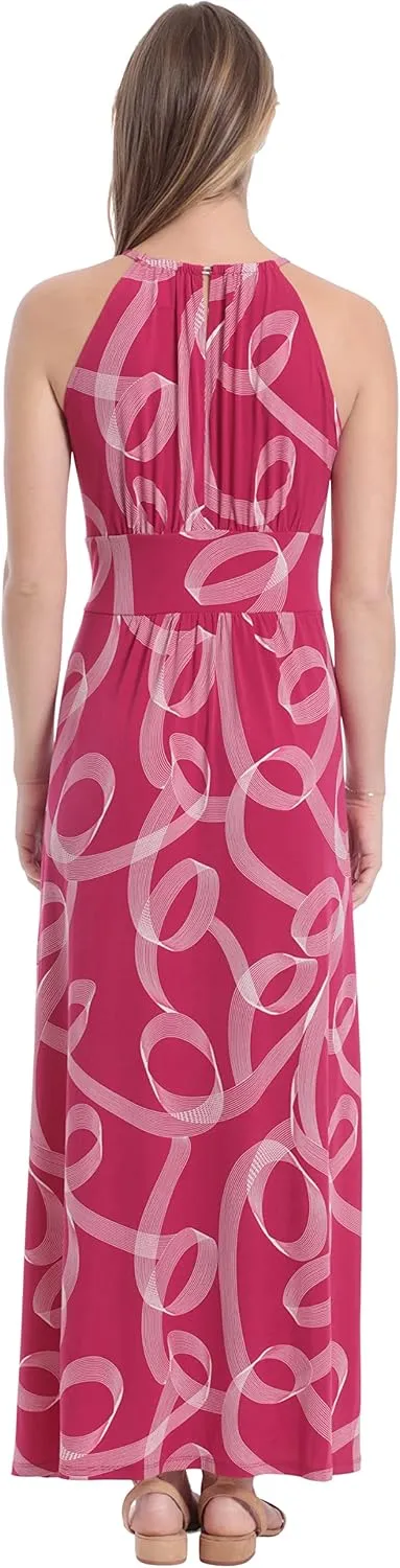 London Times Women's Halter Neckline Signature Morris Maxi Dress Vacation Occasion Event Guest of