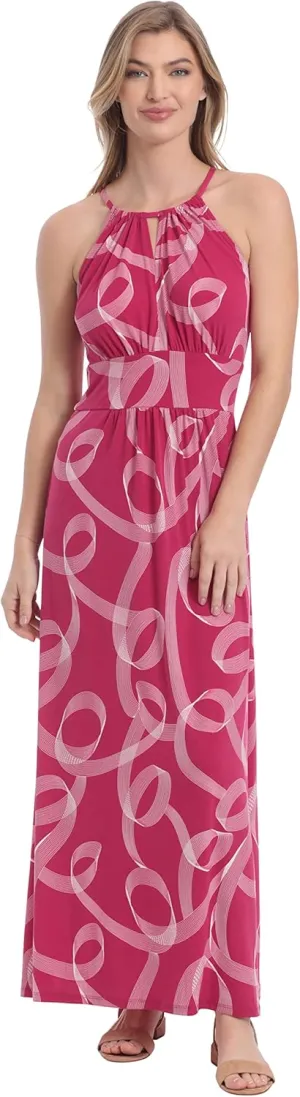 London Times Women's Halter Neckline Signature Morris Maxi Dress Vacation Occasion Event Guest of
