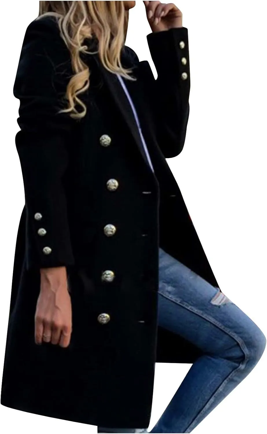 Long Winter Coats for Women Classic Notched Lapel Double Breasted Trench Coat Elegant Winter Wool Blend Overcoats